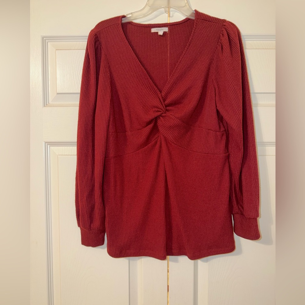 Maurices Deep Red Twist-Front Blouse